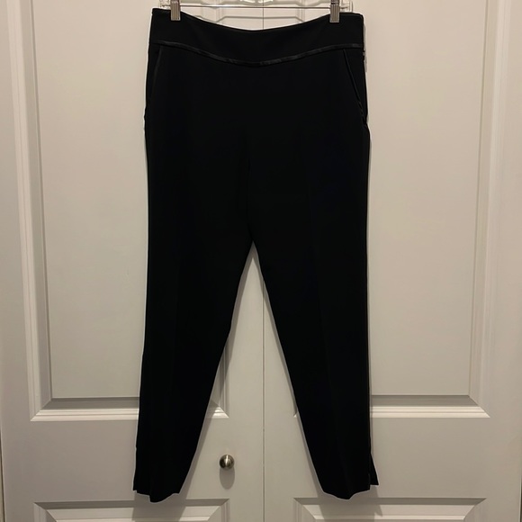 Haute Hippie Black Tuxedo-Style Pants with Piping Details